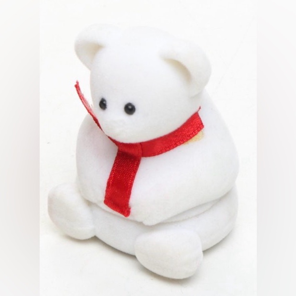 Plush Polar Bear with Red Scarf Ring Box - Set of 3